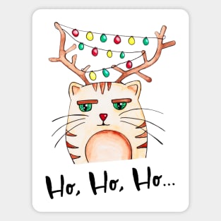 Watercolor - Mildly impressed Ho Ho Ho cat Magnet